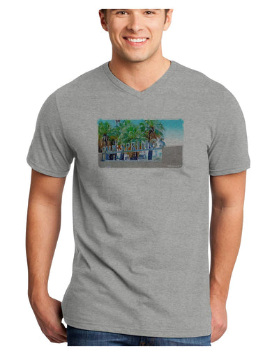 Palm Springs Watercolor Adult V-Neck T-shirt-Mens V-Neck T-Shirt-TooLoud-HeatherGray-Small-Davson Sales