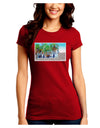 Palm Springs Watercolor Juniors Crew Dark T-Shirt-T-Shirts Juniors Tops-TooLoud-Red-Juniors Fitted Small-Davson Sales