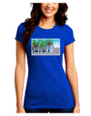 Palm Springs Watercolor Juniors Crew Dark T-Shirt-T-Shirts Juniors Tops-TooLoud-Royal-Blue-Juniors Fitted Small-Davson Sales