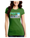 Palm Springs Watercolor Juniors Crew Dark T-Shirt-T-Shirts Juniors Tops-TooLoud-Kiwi-Green-Juniors Fitted Small-Davson Sales