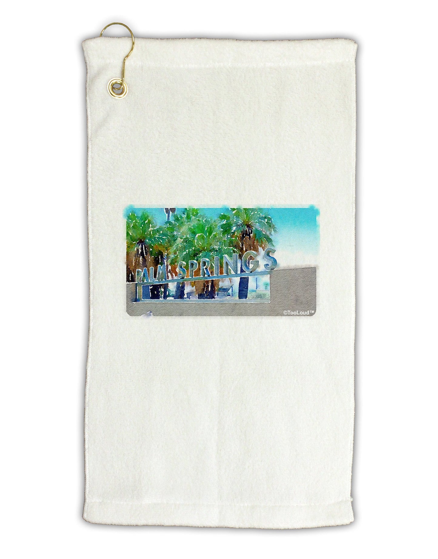 Palm Springs Watercolor Micro Terry Gromet Golf Towel 11"x19-Golf Towel-TooLoud-White-Davson Sales