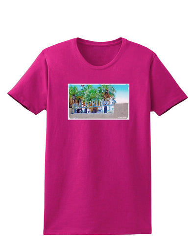 Palm Springs Watercolor Womens Dark T-Shirt-TooLoud-Hot-Pink-Small-Davson Sales