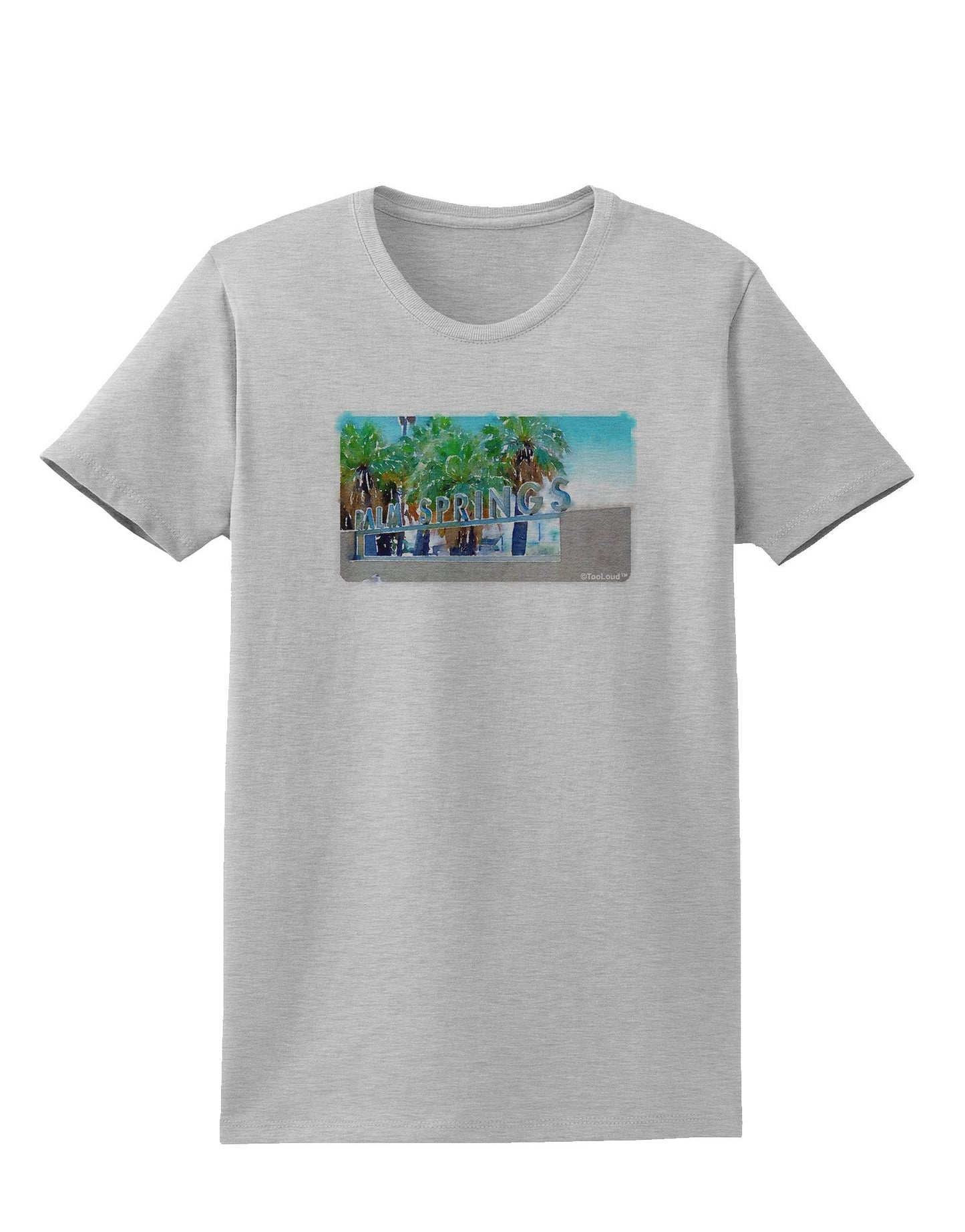 Palm Springs Watercolor Womens T-Shirt-Womens T-Shirt-TooLoud-AshGray-X-Small-Davson Sales