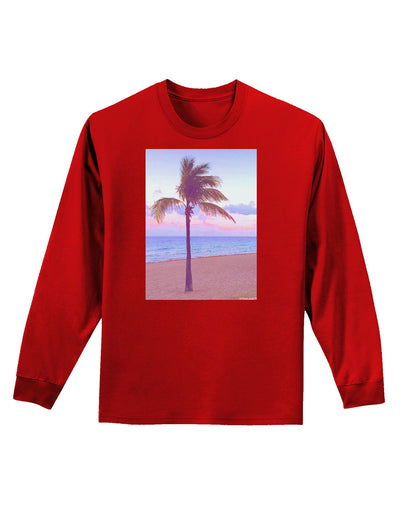 Palm Tree Beach Filter Adult Long Sleeve Dark T-Shirt-TooLoud-Red-Small-Davson Sales