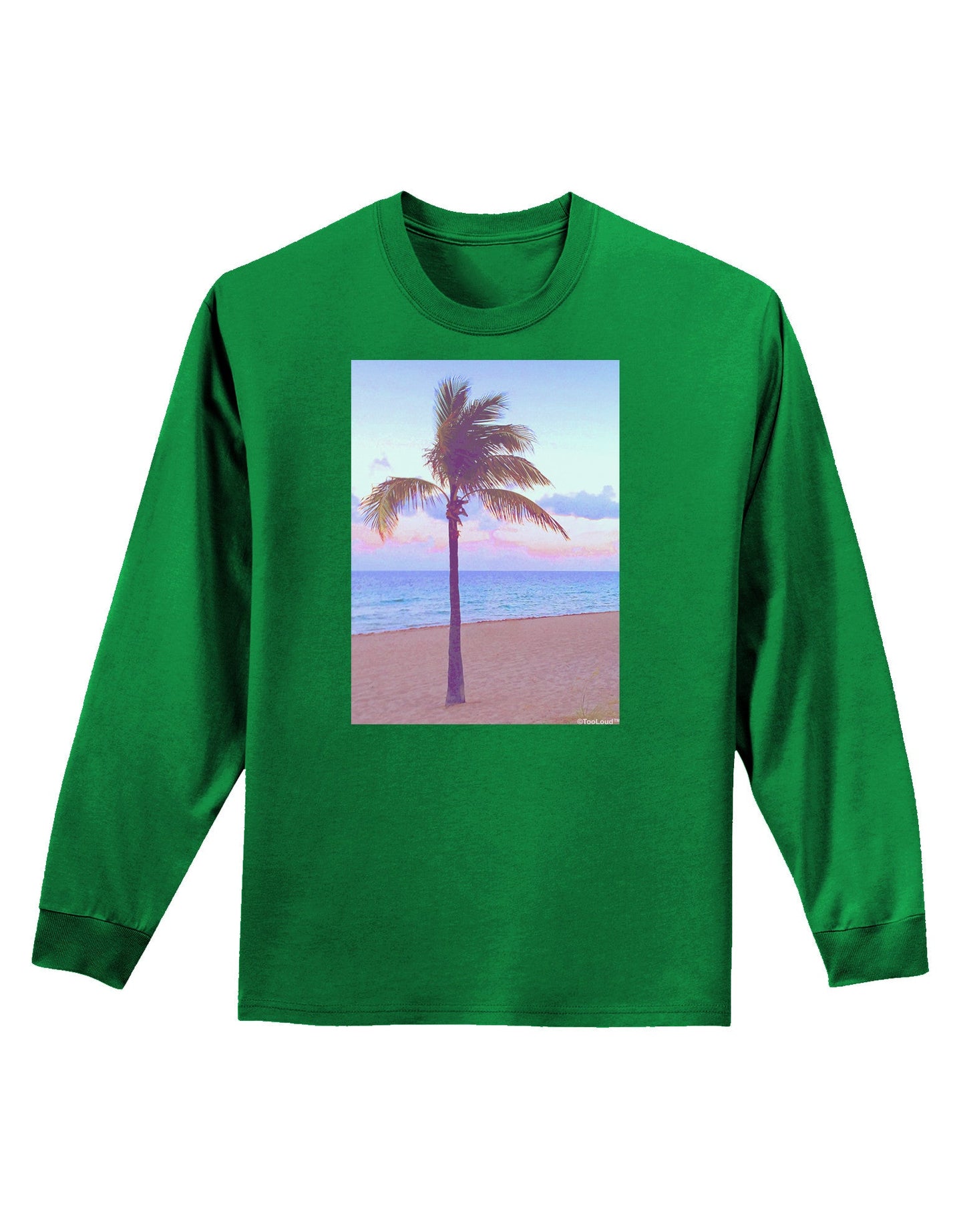 Palm Tree Beach Filter Adult Long Sleeve Dark T-Shirt-TooLoud-Kelly-Green-Small-Davson Sales