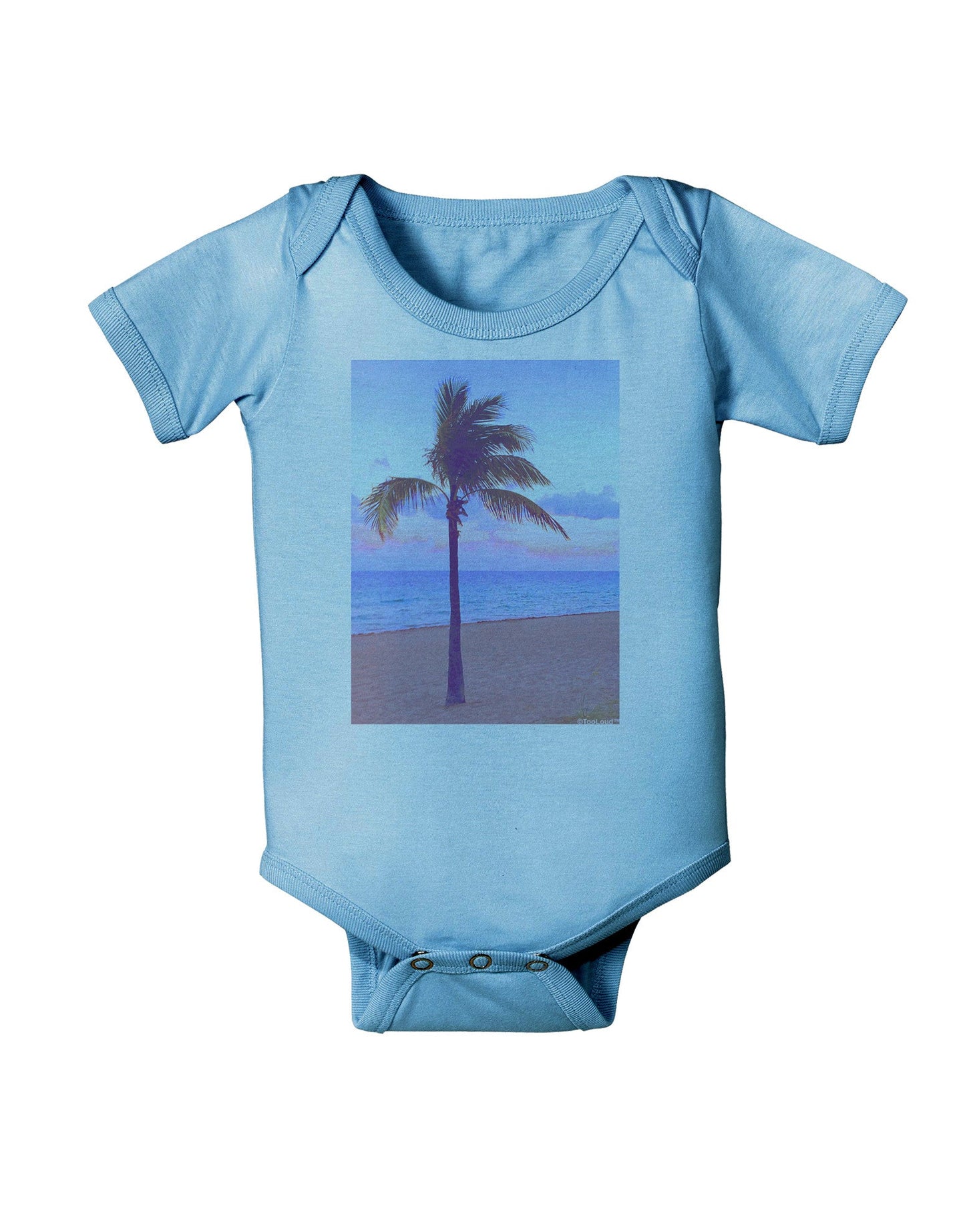 Palm Tree Beach Filter Baby Romper Bodysuit-Baby Romper-TooLoud-LightBlue-06-Months-Davson Sales