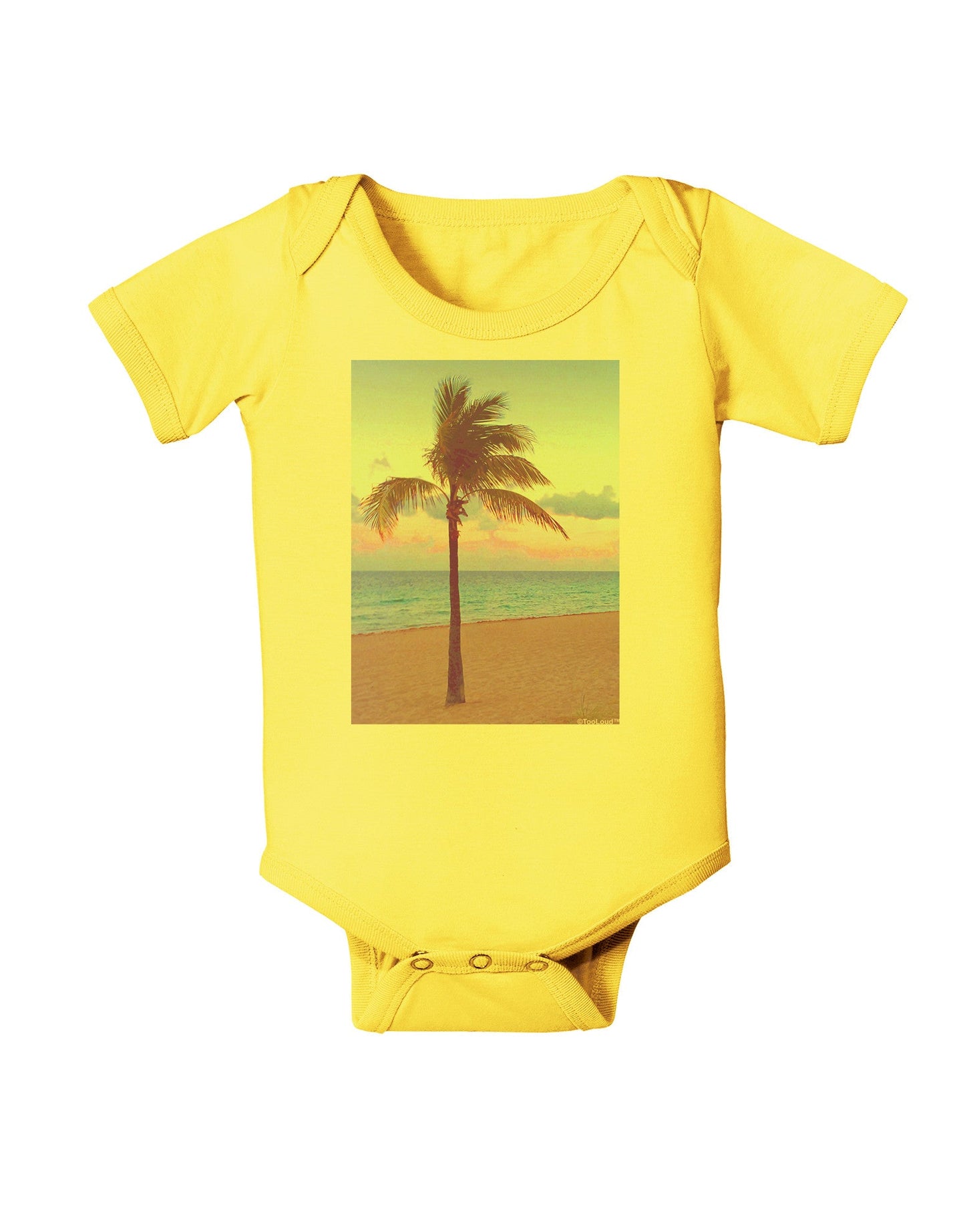 Palm Tree Beach Filter Baby Romper Bodysuit-Baby Romper-TooLoud-Yellow-06-Months-Davson Sales