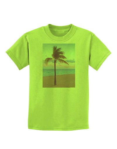 Palm Tree Beach Filter Childrens T-Shirt-Childrens T-Shirt-TooLoud-Lime-Green-X-Small-Davson Sales