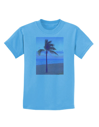 Palm Tree Beach Filter Childrens T-Shirt-Childrens T-Shirt-TooLoud-Aquatic-Blue-X-Small-Davson Sales