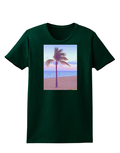 Palm Tree Beach Filter Womens Dark T-Shirt-TooLoud-Forest-Green-Small-Davson Sales