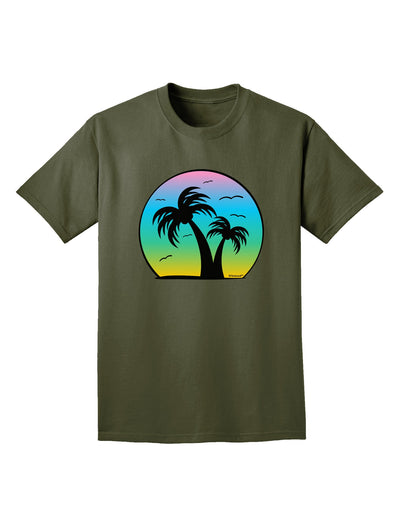 Palm Trees Silhouette - Beach Sunset Design Adult Dark T-Shirt-Mens T-Shirt-TooLoud-Military-Green-Small-Davson Sales