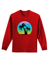 Palm Trees Silhouette - Beach Sunset Design Adult Long Sleeve Dark T-Shirt-TooLoud-Red-Small-Davson Sales