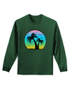 Palm Trees Silhouette - Beach Sunset Design Adult Long Sleeve Dark T-Shirt-TooLoud-Dark-Green-Small-Davson Sales