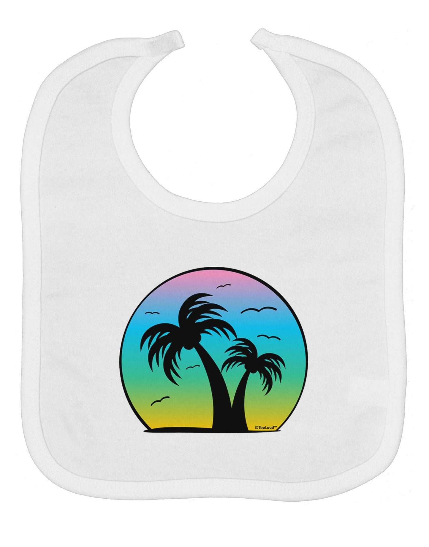Palm Trees Silhouette - Beach Sunset Design Baby Bib