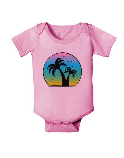 Palm Trees Silhouette - Beach Sunset Design Baby Romper Bodysuit-Baby Romper-TooLoud-Light-Pink-06-Months-Davson Sales