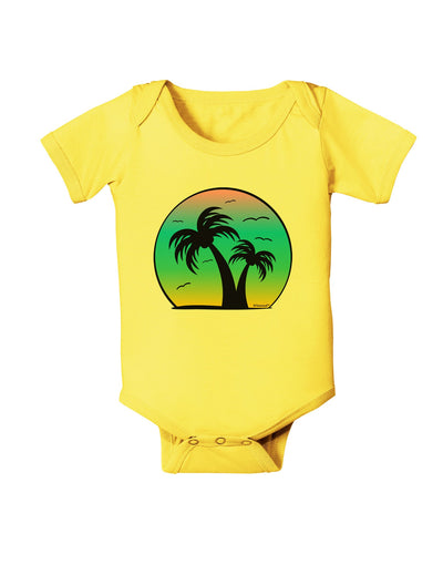 Palm Trees Silhouette - Beach Sunset Design Baby Romper Bodysuit-Baby Romper-TooLoud-Yellow-06-Months-Davson Sales