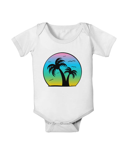 Palm Trees Silhouette - Beach Sunset Design Baby Romper Bodysuit-Baby Romper-TooLoud-White-06-Months-Davson Sales