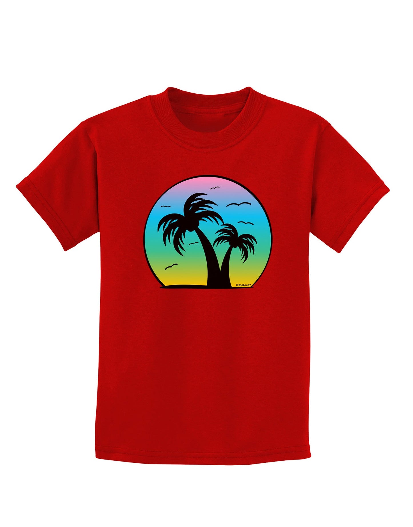 Palm Trees Silhouette - Beach Sunset Design Childrens Dark T-Shirt-Childrens T-Shirt-TooLoud-Red-X-Small-Davson Sales