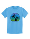 Palm Trees Silhouette - Beach Sunset Design Childrens T-Shirt-Childrens T-Shirt-TooLoud-Aquatic-Blue-X-Small-Davson Sales