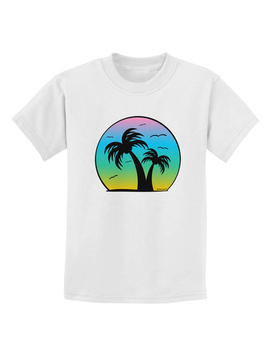 Palm Trees Silhouette - Beach Sunset Design Childrens T-Shirt-Childrens T-Shirt-TooLoud-White-X-Small-Davson Sales