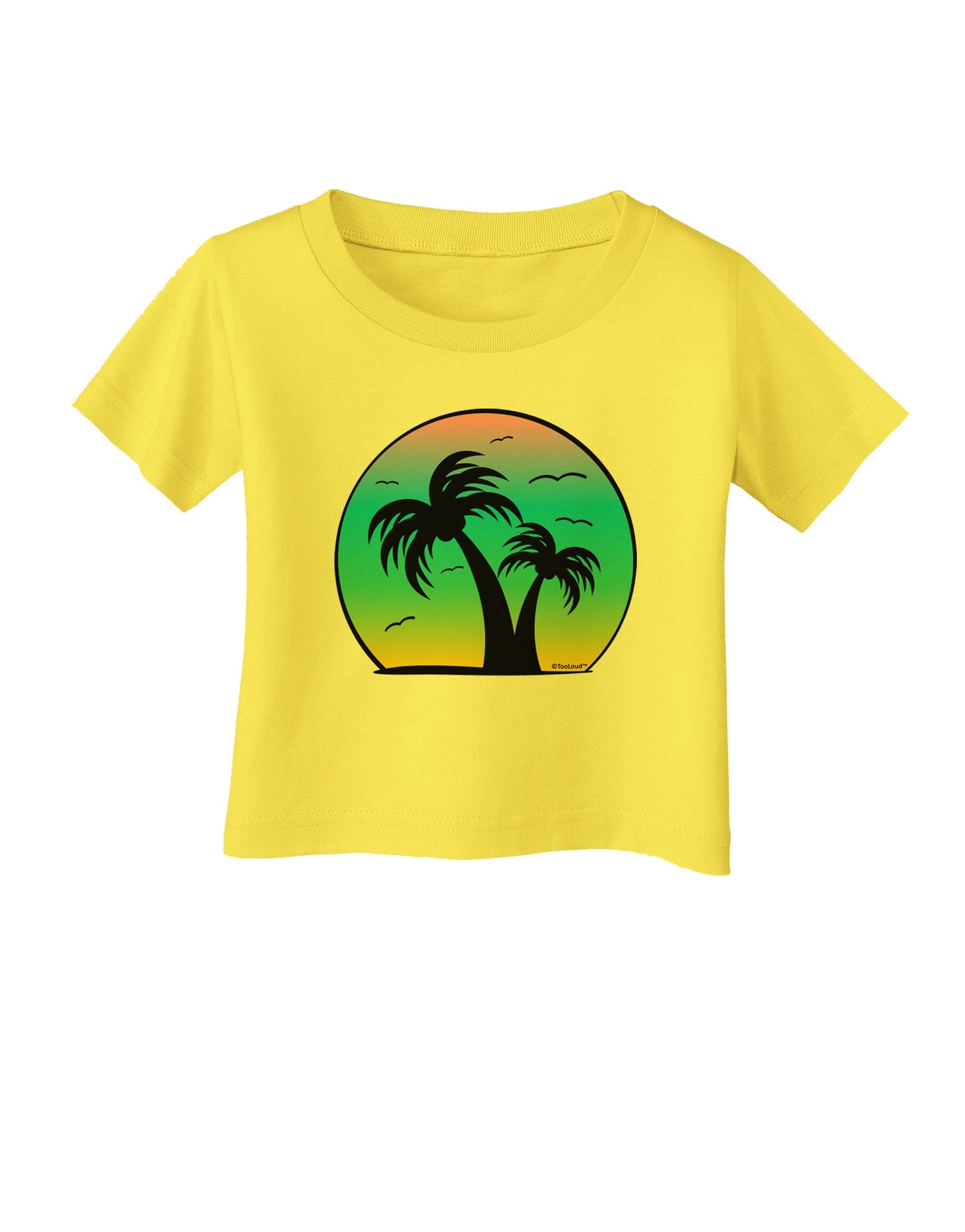 Palm Trees Silhouette - Beach Sunset Design Infant T-Shirt-Infant T-Shirt-TooLoud-Yellow-06-Months-Davson Sales