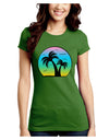 Palm Trees Silhouette - Beach Sunset Design Juniors Crew Dark T-Shirt-T-Shirts Juniors Tops-TooLoud-Kiwi-Green-Juniors Fitted Small-Davson Sales