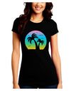 Palm Trees Silhouette - Beach Sunset Design Juniors Crew Dark T-Shirt-T-Shirts Juniors Tops-TooLoud-Black-Juniors Fitted Small-Davson Sales