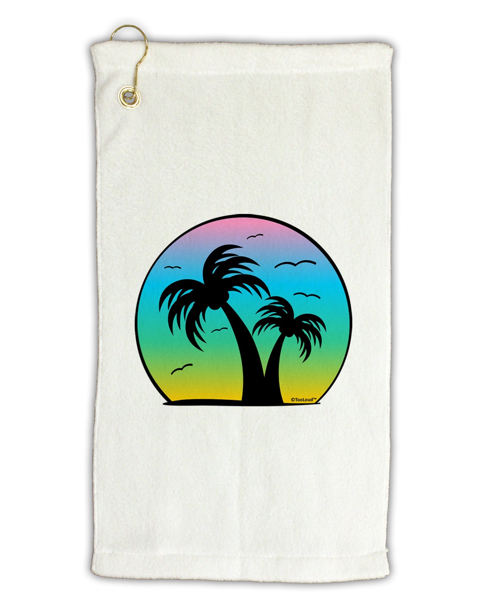 Palm Trees Silhouette - Beach Sunset Design Micro Terry Gromet Golf Towel 16 x 25 inch-Golf Towel-TooLoud-White-Davson Sales