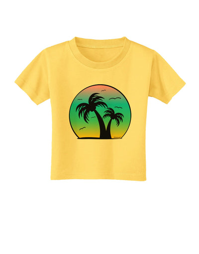 Palm Trees Silhouette - Beach Sunset Design Toddler T-Shirt-Toddler T-Shirt-TooLoud-Yellow-2T-Davson Sales