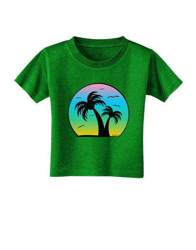 Palm Trees Silhouette - Beach Sunset Design Toddler T-Shirt Dark-Toddler T-Shirt-TooLoud-Clover-Green-2T-Davson Sales