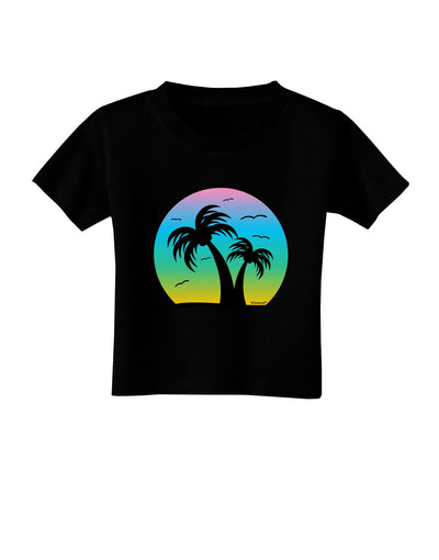 Palm Trees Silhouette - Beach Sunset Design Toddler T-Shirt Dark-Toddler T-Shirt-TooLoud-Black-2T-Davson Sales