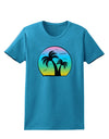 Palm Trees Silhouette - Beach Sunset Design Womens Dark T-Shirt-TooLoud-Turquoise-X-Small-Davson Sales