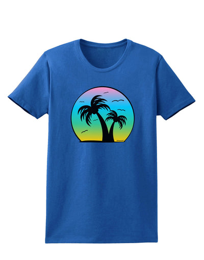 Palm Trees Silhouette - Beach Sunset Design Womens Dark T-Shirt-TooLoud-Royal-Blue-X-Small-Davson Sales