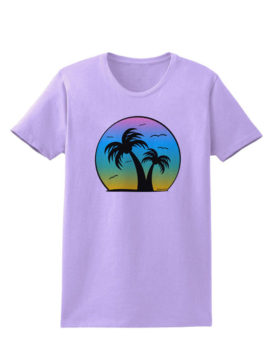 Palm Trees Silhouette - Beach Sunset Design Womens T-Shirt-Womens T-Shirt-TooLoud-Lavender-X-Small-Davson Sales