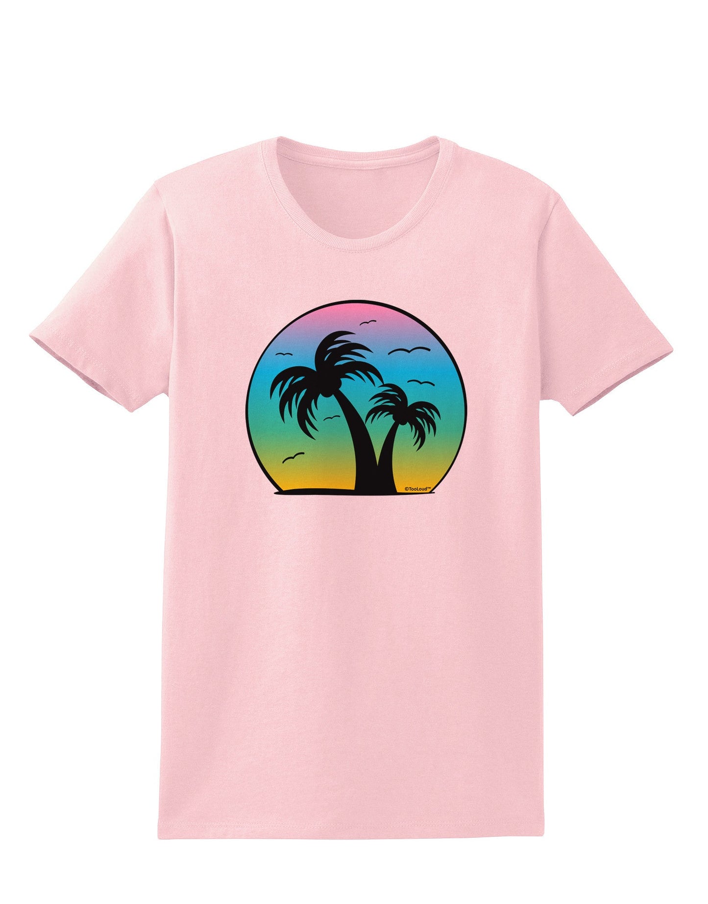 Palm Trees Silhouette - Beach Sunset Design Womens T-Shirt-Womens T-Shirt-TooLoud-PalePink-X-Small-Davson Sales