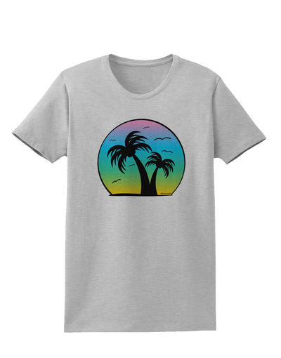 Palm Trees Silhouette - Beach Sunset Design Womens T-Shirt-Womens T-Shirt-TooLoud-AshGray-X-Small-Davson Sales