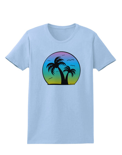 Palm Trees Silhouette - Beach Sunset Design Womens T-Shirt-Womens T-Shirt-TooLoud-Light-Blue-X-Small-Davson Sales