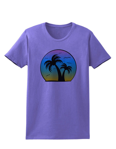 Palm Trees Silhouette - Beach Sunset Design Womens T-Shirt-Womens T-Shirt-TooLoud-Violet-X-Small-Davson Sales