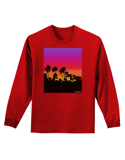 Palm Trees and Sunset Design Adult Long Sleeve Dark T-Shirt by TooLoud-TooLoud-Red-Small-Davson Sales