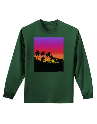 Palm Trees and Sunset Design Adult Long Sleeve Dark T-Shirt by TooLoud-TooLoud-Dark-Green-Small-Davson Sales