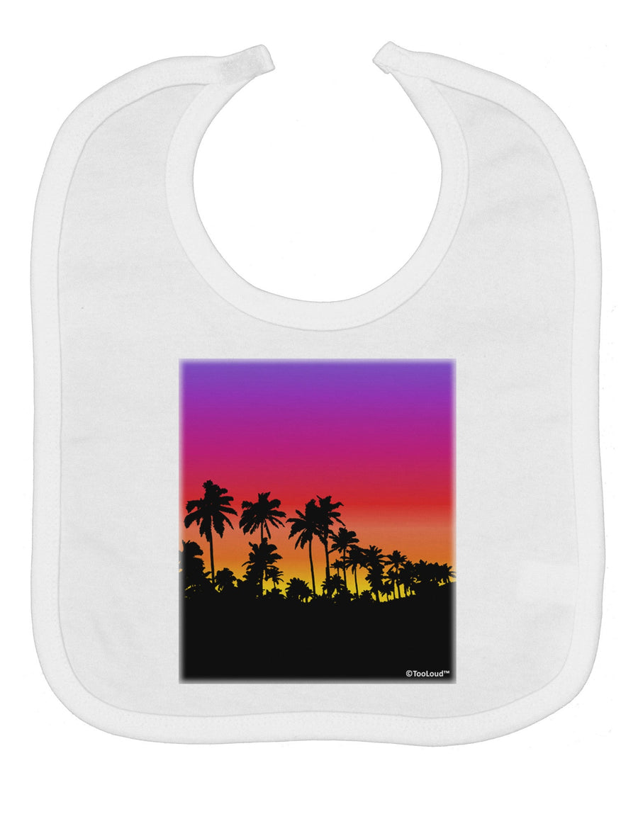 Palm Trees and Sunset Design Baby Bib by TooLoud