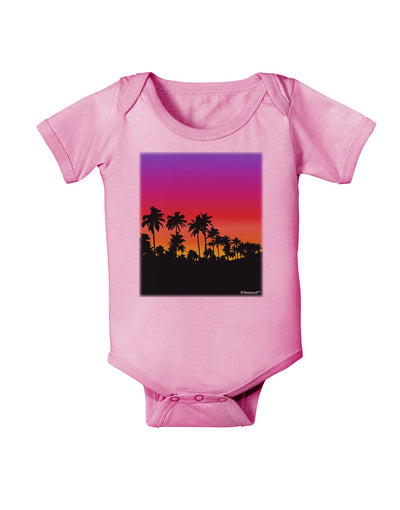 Palm Trees and Sunset Design Baby Romper Bodysuit by TooLoud