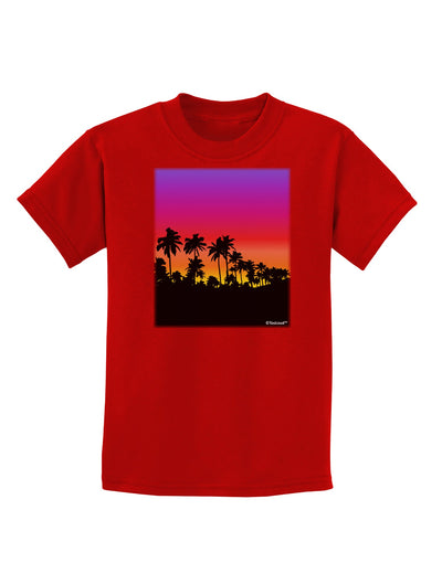 Palm Trees and Sunset Design Childrens Dark T-Shirt by TooLoud-Childrens T-Shirt-TooLoud-Red-X-Small-Davson Sales