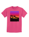 Palm Trees and Sunset Design Childrens Dark T-Shirt by TooLoud-Childrens T-Shirt-TooLoud-Sangria-X-Small-Davson Sales