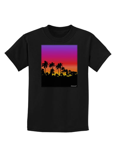 Palm Trees and Sunset Design Childrens Dark T-Shirt by TooLoud-Childrens T-Shirt-TooLoud-Black-X-Small-Davson Sales