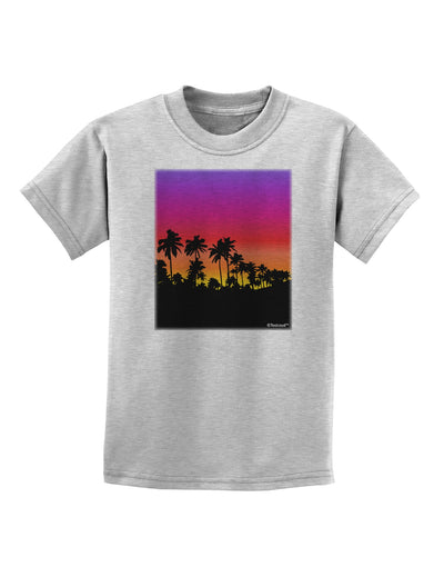 Palm Trees and Sunset Design Childrens T-Shirt by TooLoud-Childrens T-Shirt-TooLoud-AshGray-X-Small-Davson Sales