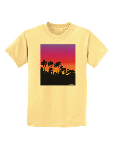 Palm Trees and Sunset Design Childrens T-Shirt by TooLoud-Childrens T-Shirt-TooLoud-Daffodil-Yellow-X-Small-Davson Sales