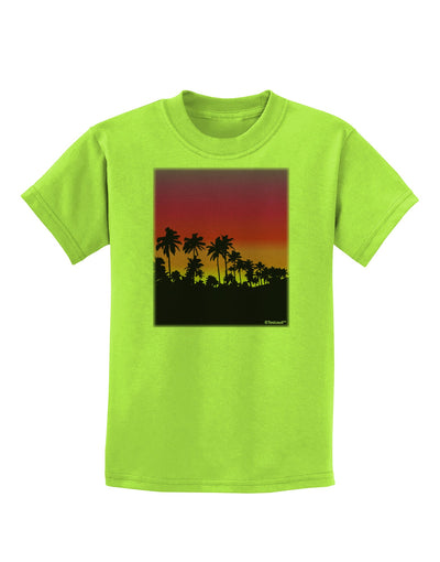 Palm Trees and Sunset Design Childrens T-Shirt by TooLoud-Childrens T-Shirt-TooLoud-Lime-Green-X-Small-Davson Sales