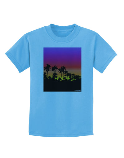 Palm Trees and Sunset Design Childrens T-Shirt by TooLoud-Childrens T-Shirt-TooLoud-Aquatic-Blue-X-Small-Davson Sales