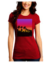 Palm Trees and Sunset Design Juniors Crew Dark T-Shirt by TooLoud-T-Shirts Juniors Tops-TooLoud-Red-Juniors Fitted Small-Davson Sales